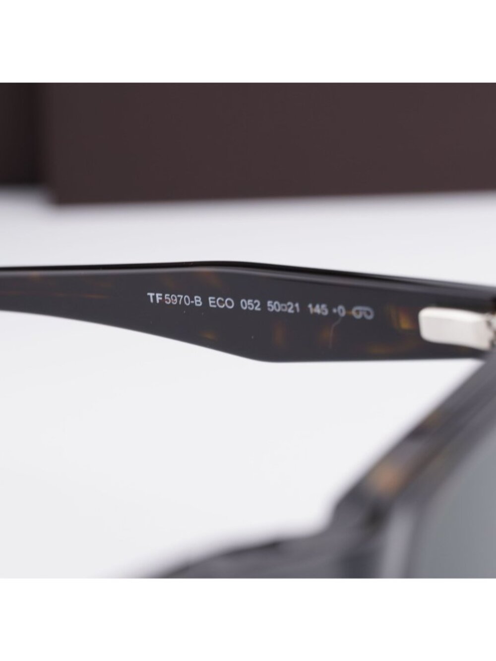 Tom Ford FT5970-B 052 Square Eyeglasses 50mm - Havana / Clear with Green Clip-on - Picture 8 of 9